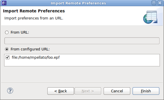 Remote Preferences Import Wizard